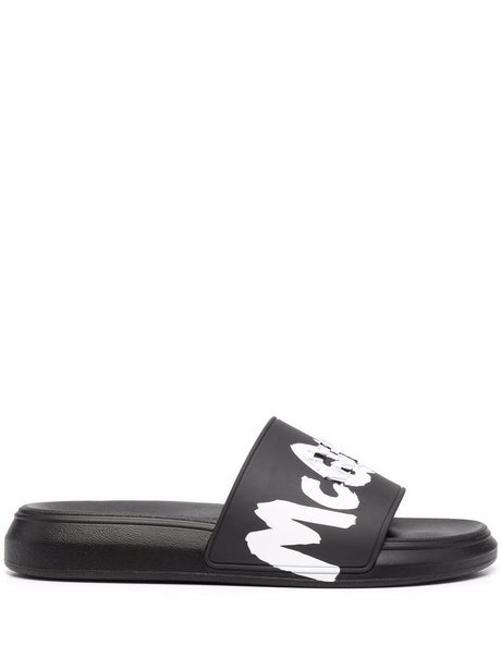 ALEXANDER MCQUEEN Urban Graffiti Slide Sandals with Chunky Sole