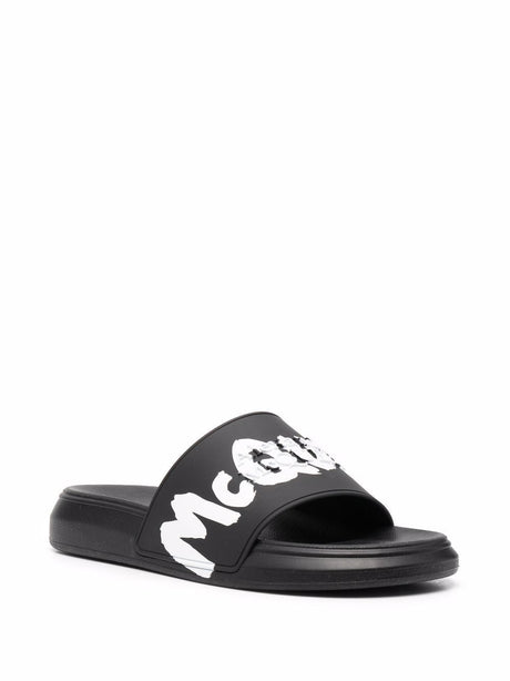 ALEXANDER MCQUEEN Urban Graffiti Slide Sandals with Chunky Sole