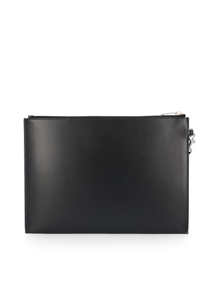 Men's Black Leather Monogram Zipped Clutch for FW23