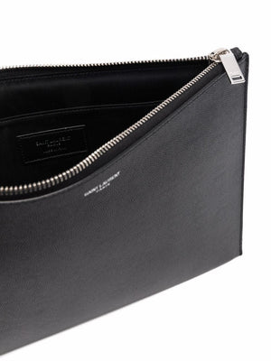 SAINT LAURENT Black Leather iPad Holder for Men