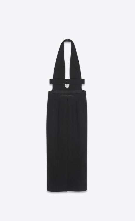 SAINT LAURENT Black Wool Double Sable Dress for Women - SS22 Collection