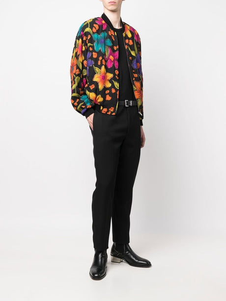 SAINT LAURENT Multicolor Floral Crepe Jacket for Men in SS22 Collection