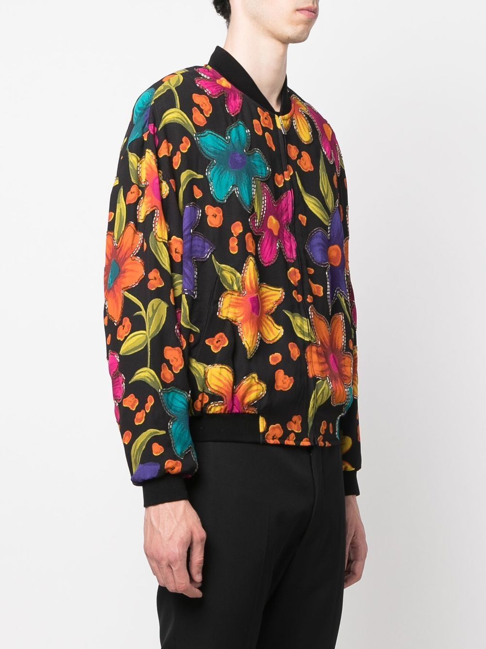 SAINT LAURENT Multicolor Floral Crepe Jacket for Men in SS22 Collection