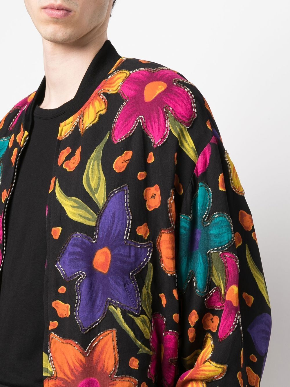 SAINT LAURENT Multicolor Floral Crepe Jacket for Men in SS22 Collection