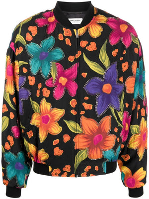 SAINT LAURENT Multicolor Floral Crepe Jacket for Men in SS22 Collection