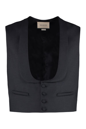 GUCCI Black Wool Vest with Scarf Collar for Men (FW22)