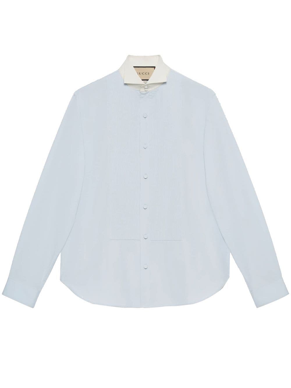 GUCCI Casual Piece-Dyed Shirt for Men in Baby Blue - FW22 Seasons Collection