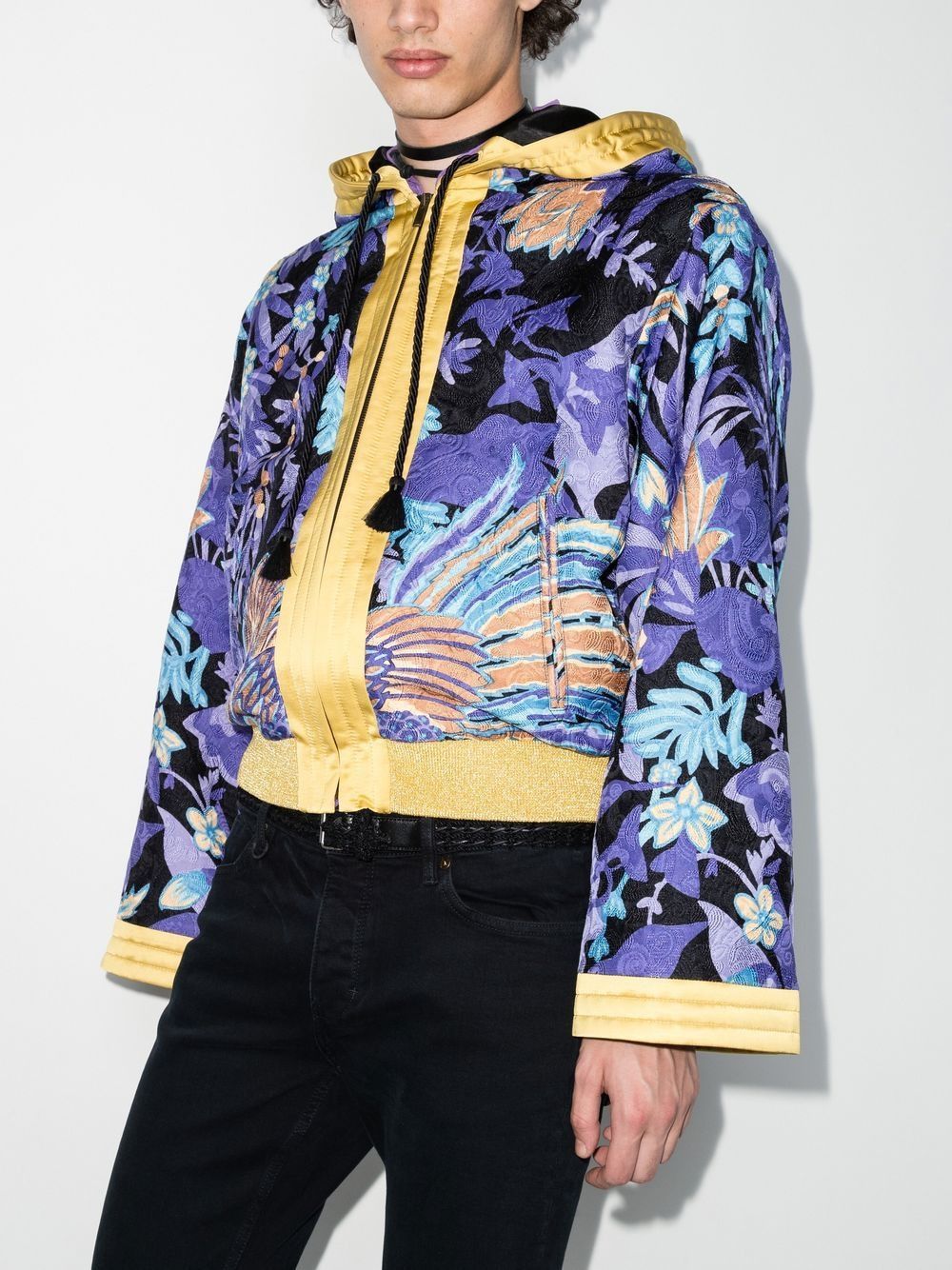 SAINT LAURENT Men's Multicolor Hooded Kimono Jacket for SS22