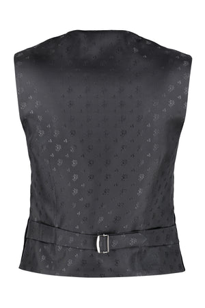 GUCCI Black Velvet Women's Vest with Rounded Revers and Back Tab