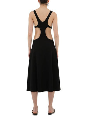 Black Wool A-Line Dress with Cut-Out Details for Women - SS22