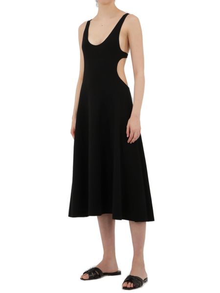 Black Wool A-Line Dress with Cut-Out Details for Women - SS22