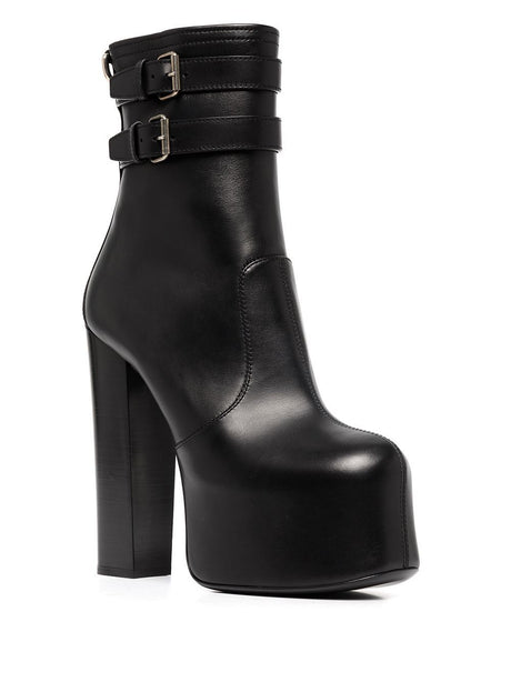 SAINT LAURENT Black Cherry Booties for Women - SS22 Collection