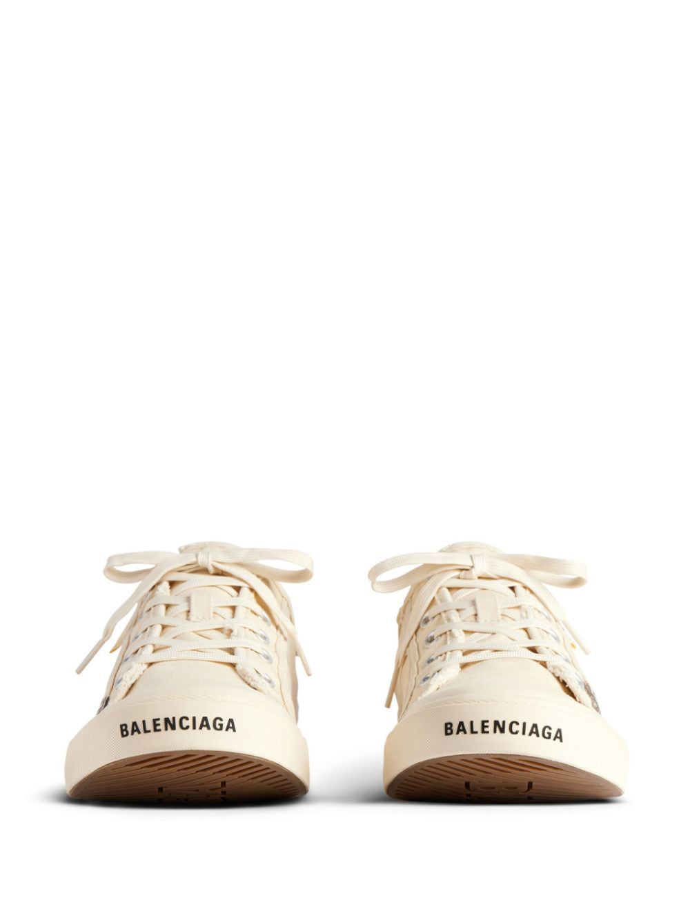 BALENCIAGA Men's White Low Political Logo Sneakers for SS24