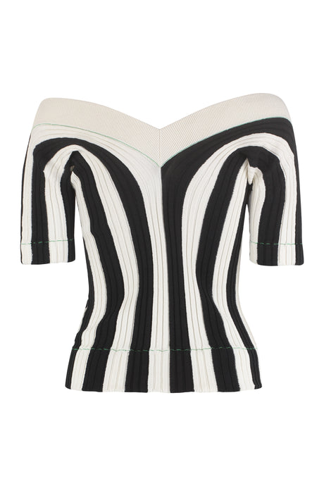 BOTTEGA VENETA Striped Knit Top for Women - Ribbed, Multicolor, SS22