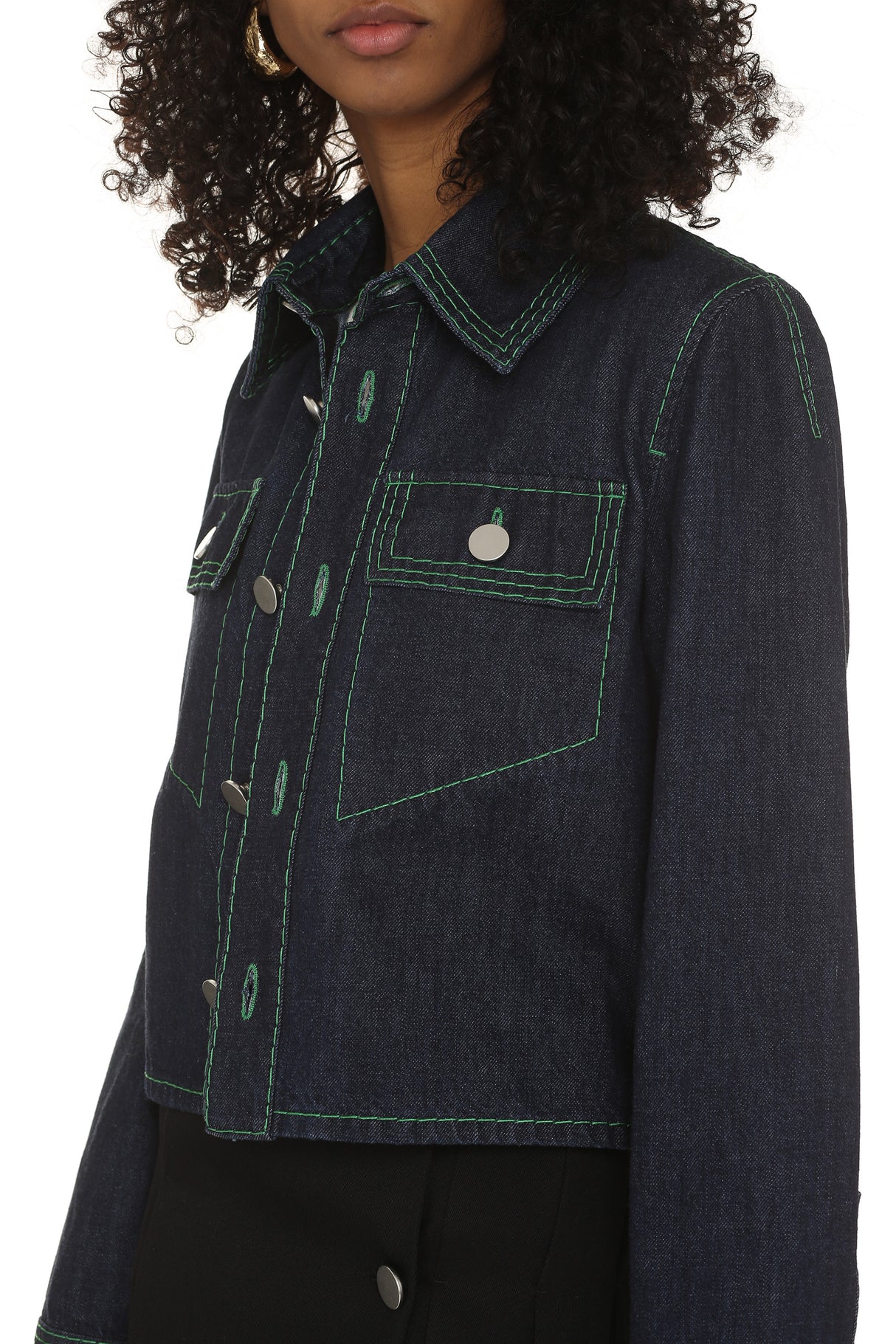 BOTTEGA VENETA Women's Denim Shirt with Contrast Stitching - SS22 Collection