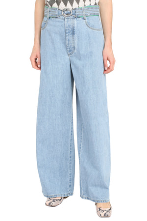 BOTTEGA VENETA Wide-Leg Jeans with Removable Belt and Contrast Stitching for Women