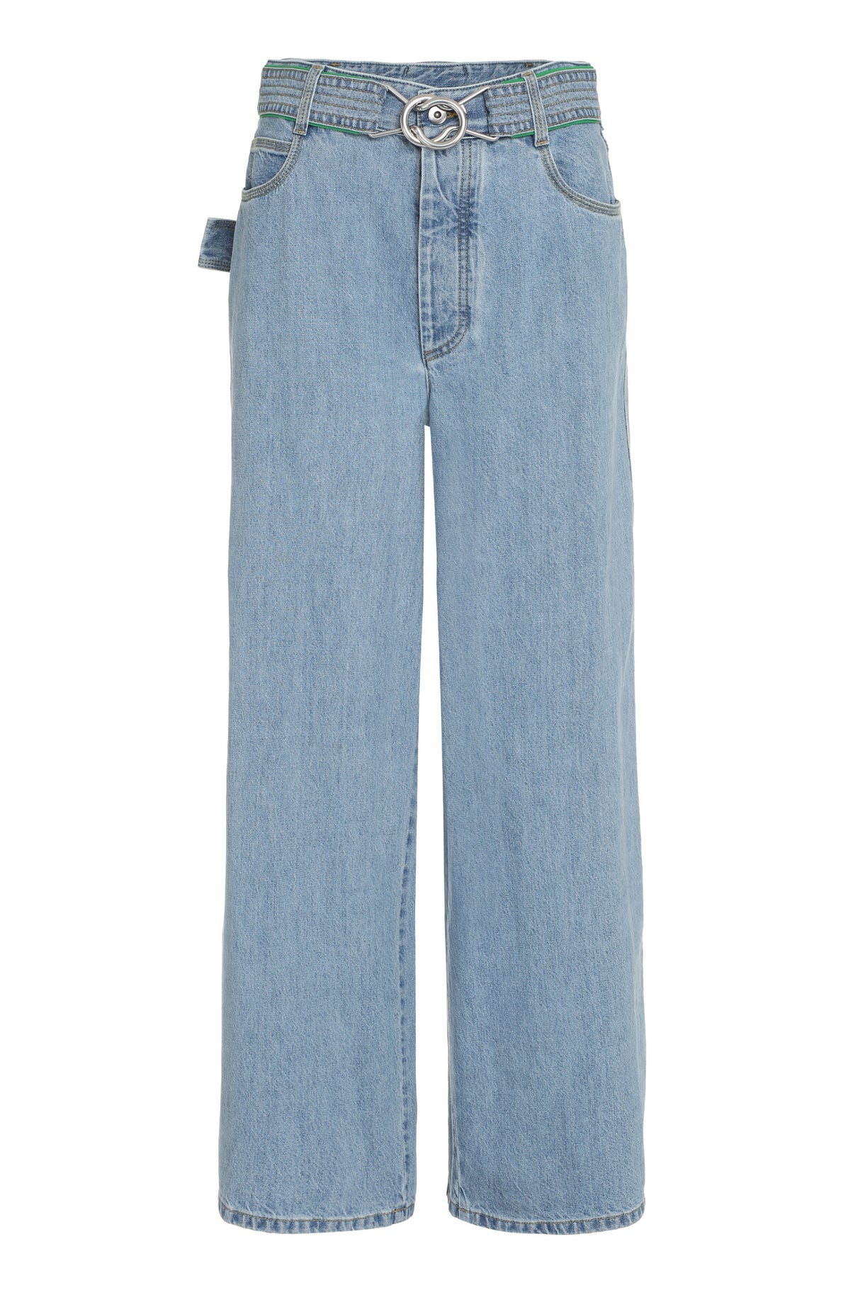 寬鬆牛仔褲，配可拆卸腰帶和對比縫線 - SS22