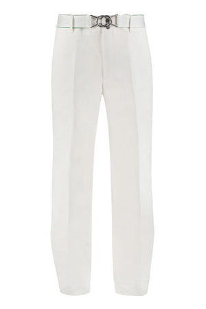 BOTTEGA VENETA Men's White Cotton Trousers with Removable Belt and Horn Buttons - SS22