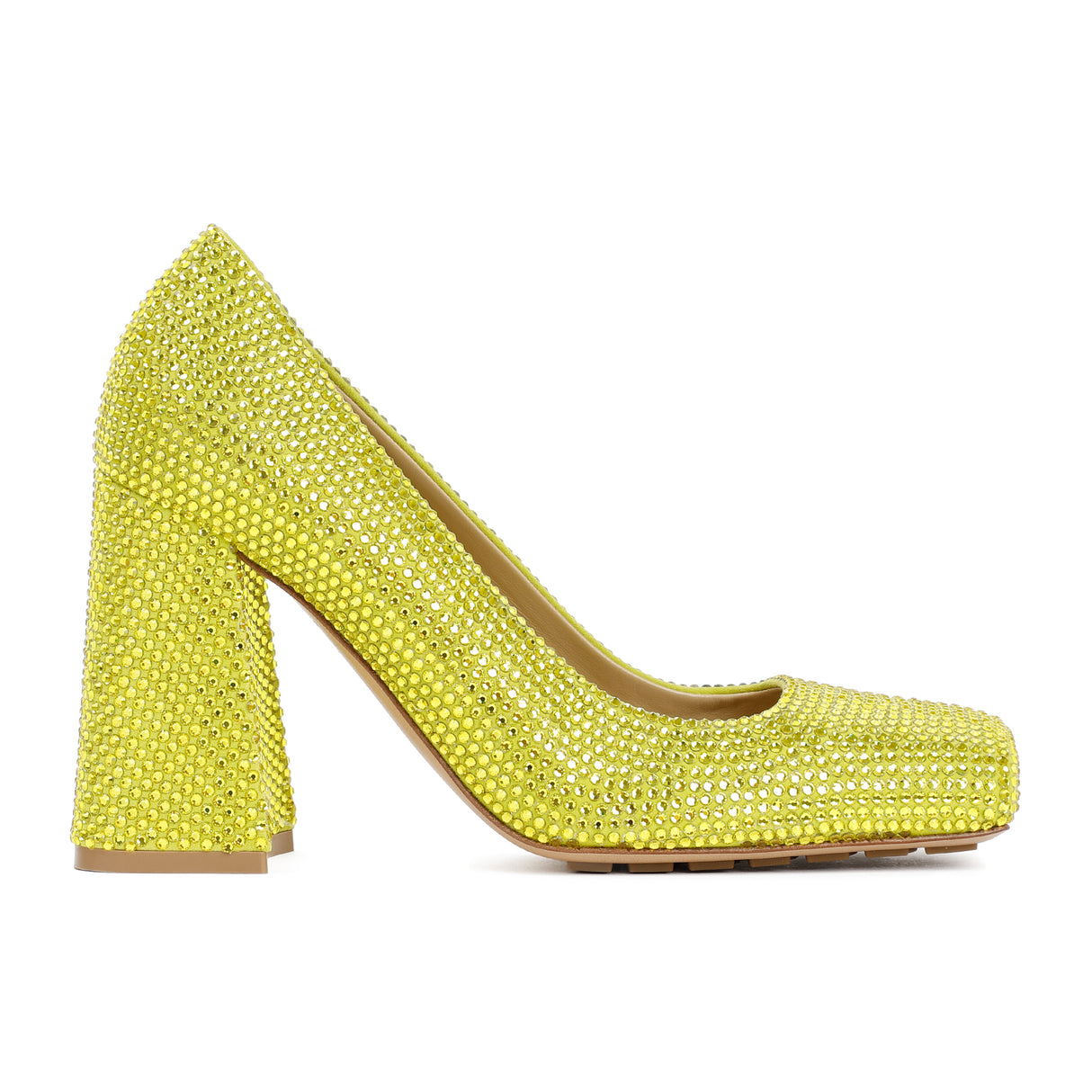 BOTTEGA VENETA Green Lamb Leather Pumps with Strass Detail - FW22