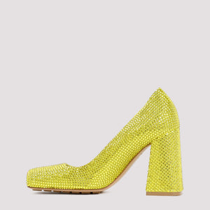 Green Lamb Leather Pumps with Strass Detail - FW22