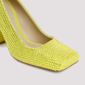 Green Lamb Leather Pumps with Strass Detail - FW22