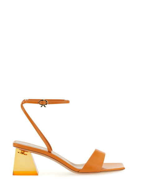 GIANVITO ROSSI Cosmic Mini Sandal with Graphic and Transparent Heel