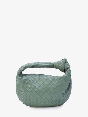 BOTTEGA VENETA Green Leather Teen Jodie Shoulder Handbag with Intrecciato Design