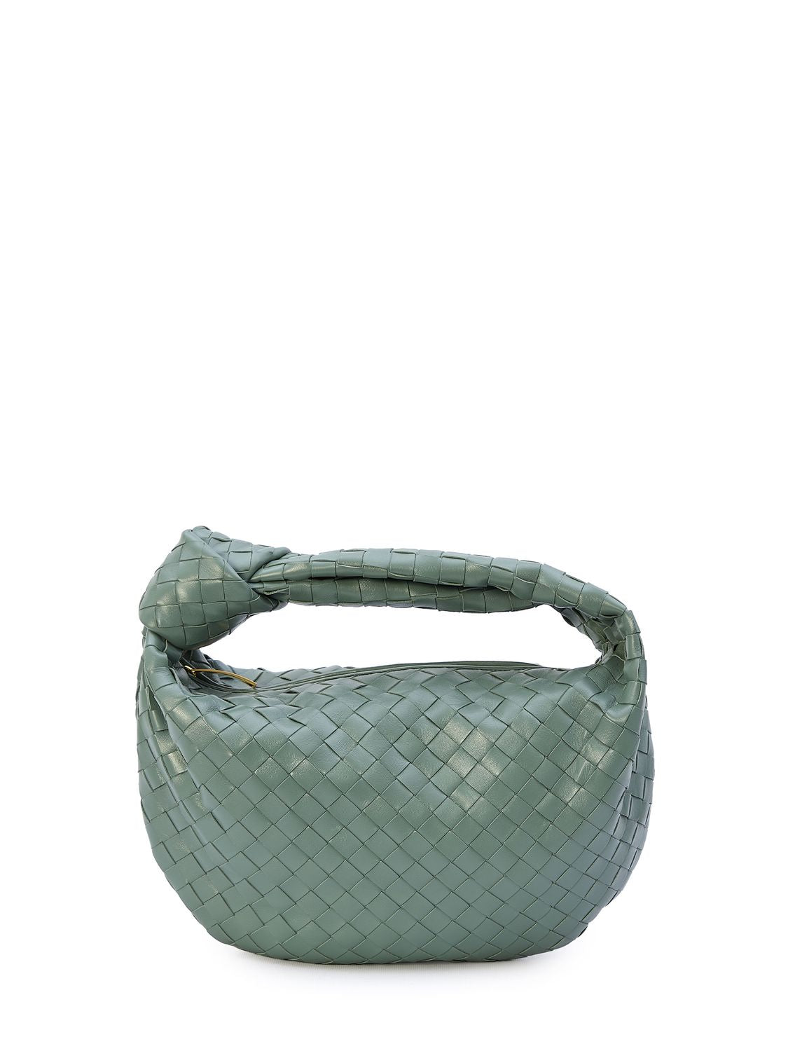 BOTTEGA VENETA Green Leather Teen Jodie Shoulder Handbag with Intrecciato Design