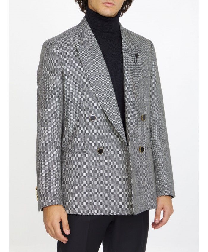 LARDINI Classic Double-Breasted Wool Jacket in Grey for Men