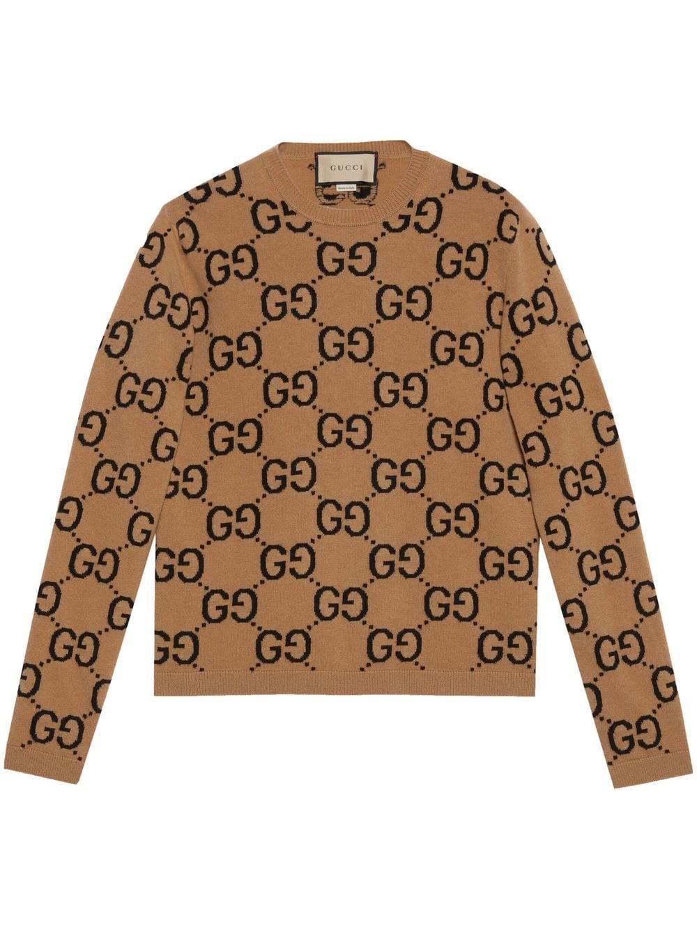 GUCCI Camel Wool Crewneck Sweater for Men - Spring/Summer 2024