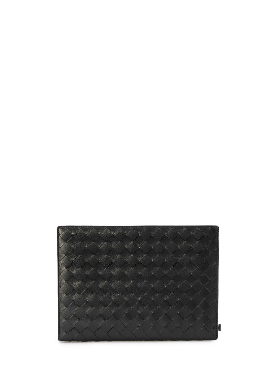 Black Calfskin Intrecciato Document Case for Men