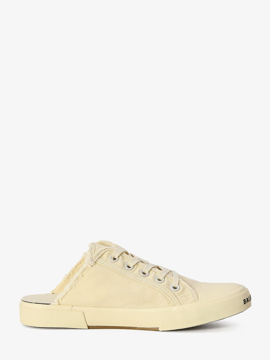 BALENCIAGA Chic Parisian Flat Sandals in Cream Canvas