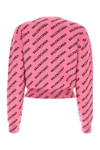ピンクのジャカードニットクルーネックセーター - FW23コレクション