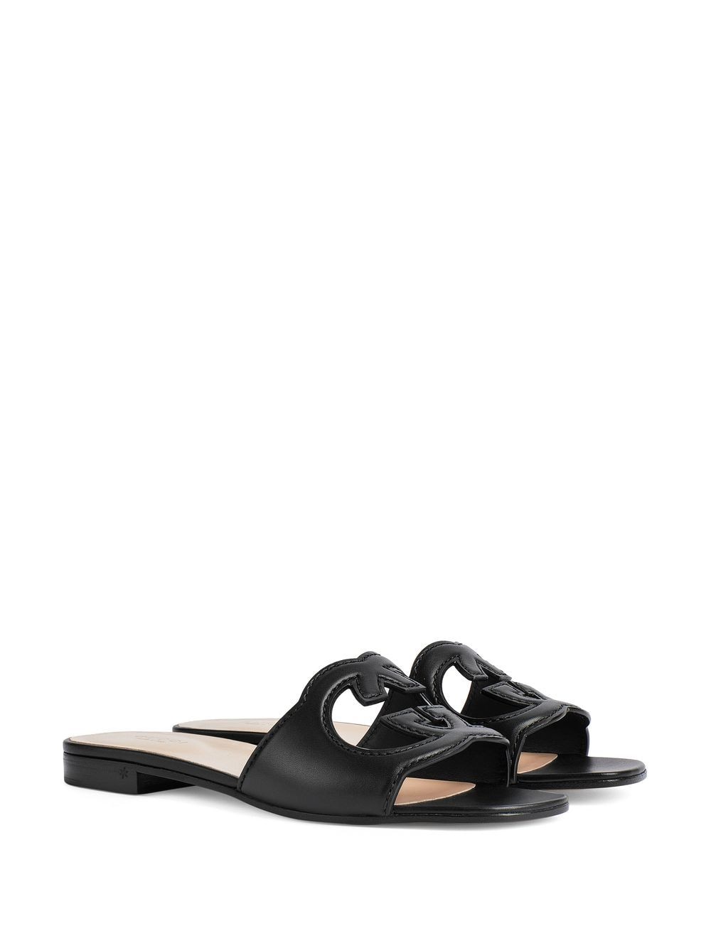 GUCCI Iconic Cut-Out Leather Flat Sandals