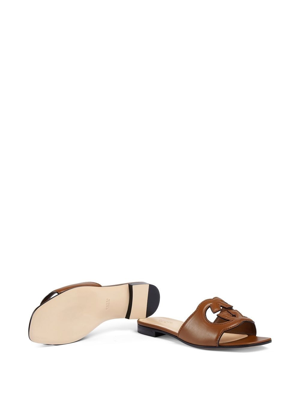 GUCCI Chic Cut-Out Leather Flat Sandals