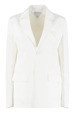 BOTTEGA VENETA Single-Breasted Cotton Blazer in White for Women