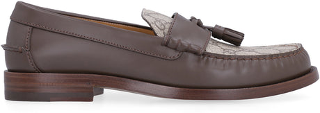 GUCCI Brown Leather Loafers with Decorative Tassels for Women