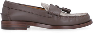 Decorative Tassel Leather Loafers in GG Supreme Fabric Inserts