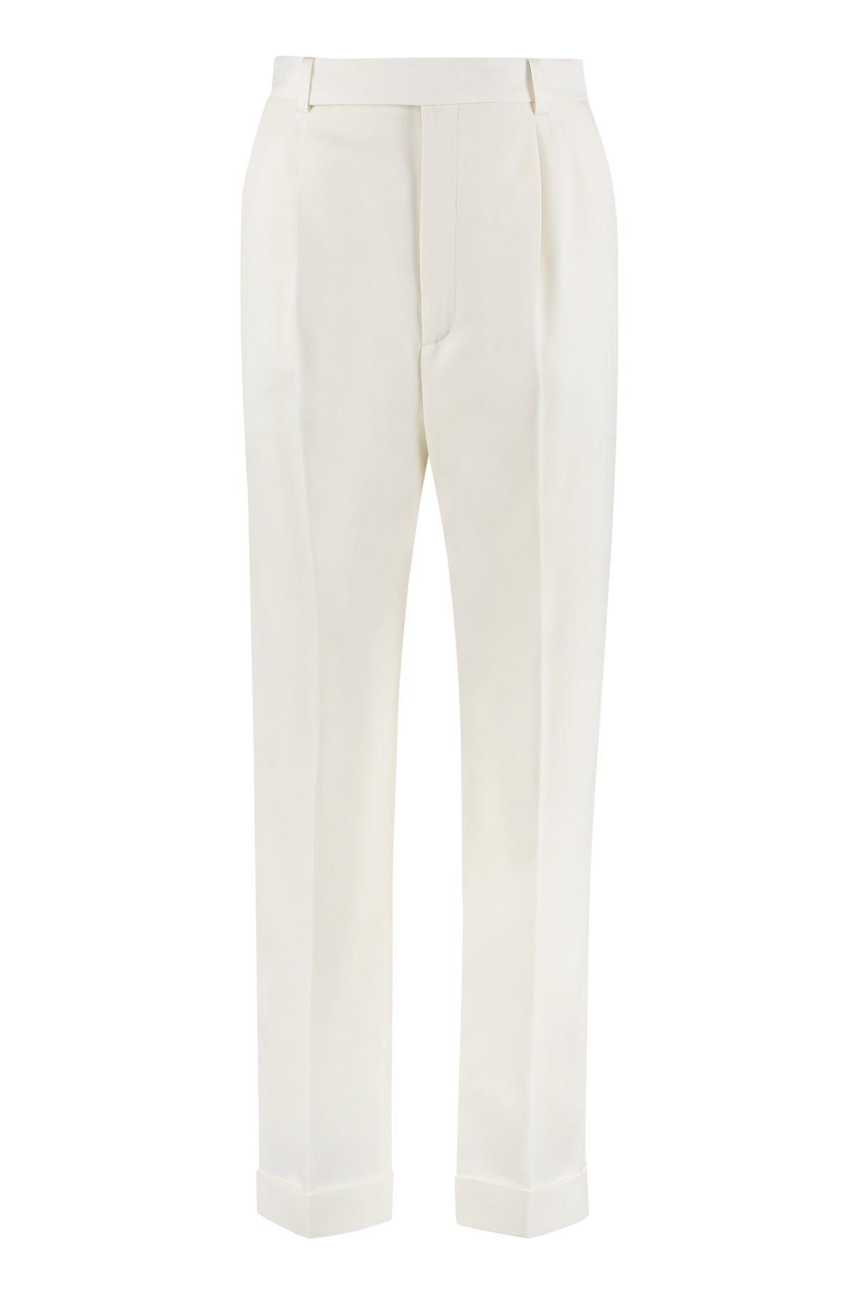 SAINT LAURENT White High-Waisted Tailored Trousers for Women