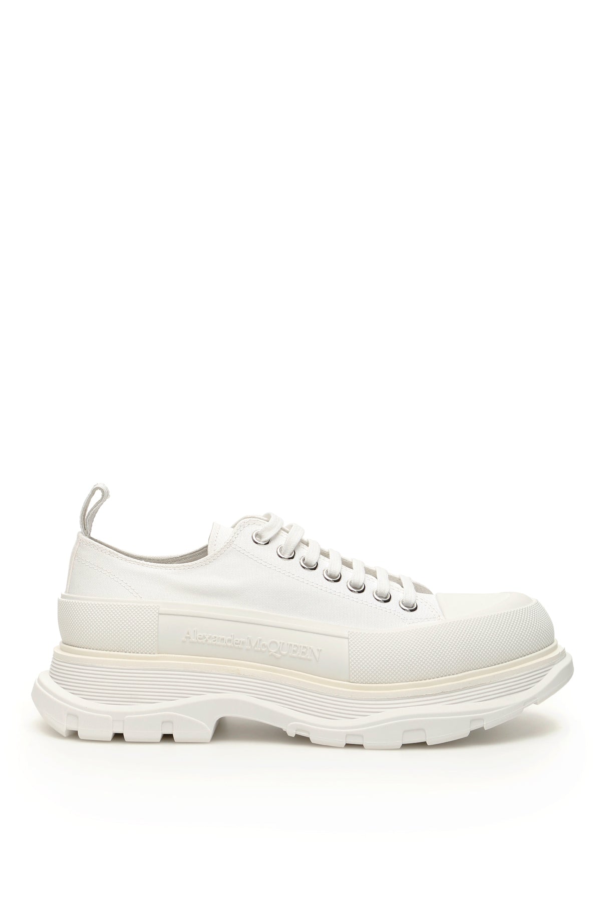 ALEXANDER MCQUEEN White Cotton Canvas Sneakers with Tonal Rubber Toe for Women