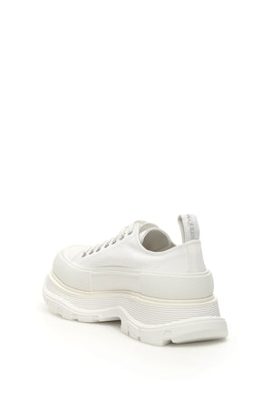 ALEXANDER MCQUEEN White Cotton Canvas Sneakers with Tonal Rubber Toe for Women