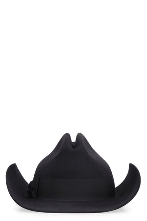 Mũ Fedora màu đen với nơ và dây Grosgrain cho FW22 Unisex