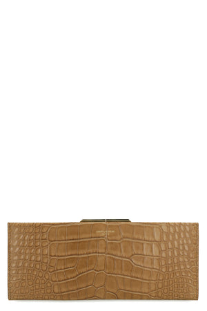 SAINT LAURENT Brown Crocodile Leather Clutch for Women