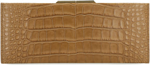 SAINT LAURENT Brown Crocodile Leather Clutch for Women