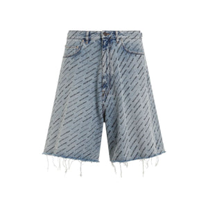 BALENCIAGA Men's Premium Cotton Denim Shorts