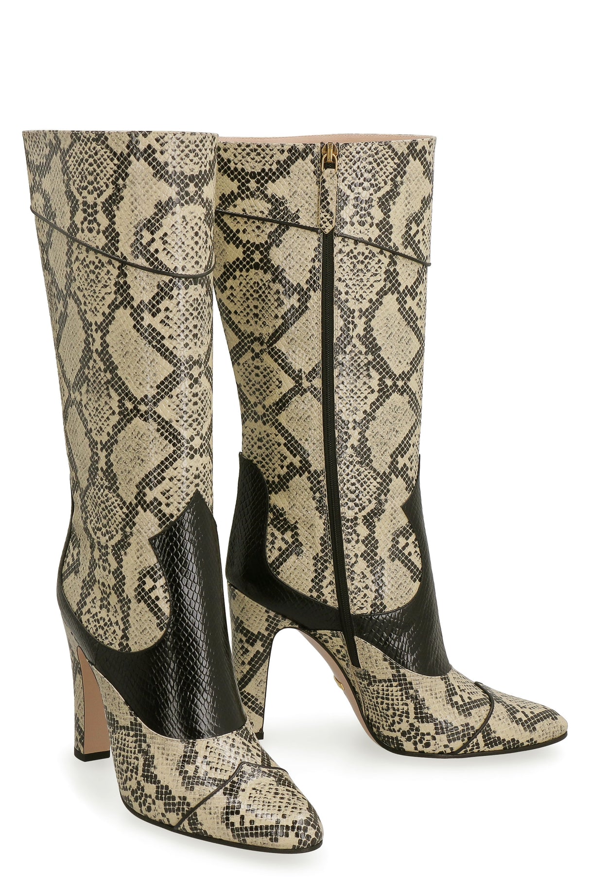 GUCCI Snakeskin Print Leather Boots for Women