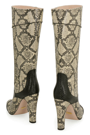 GUCCI Snakeskin Print Leather Boots for Women