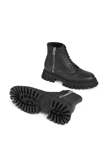 Black Leather GG Supreme Boots - FW23