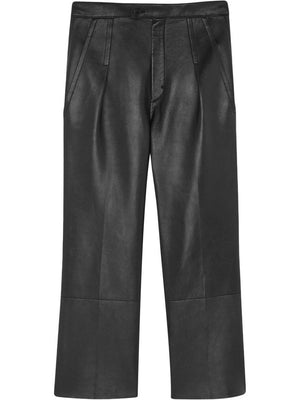 SAINT LAURENT Luxurious Black Leather Pants for the Fashionable Woman