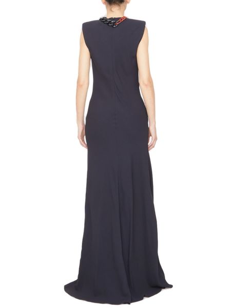 STELLA MCCARTNEY Sleeveless Black Dress with Chain Detail and Front Draping